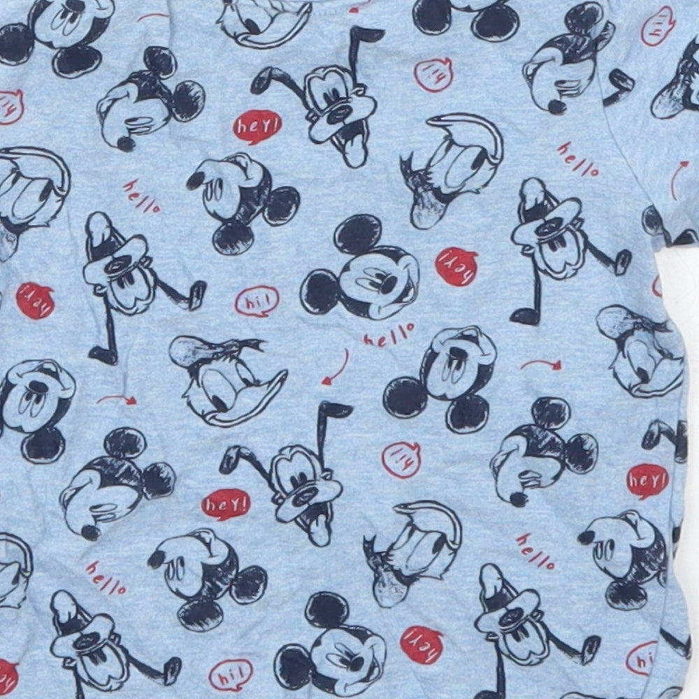 George Boys Blue  Cotton Basic T-Shirt Size 9-12 Months Crew Neck Pullover - Mickey Mouse and Friends