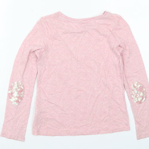 NEXT Girls Pink  Cotton Basic T-Shirt Size 8 Years Crew Neck Pullover