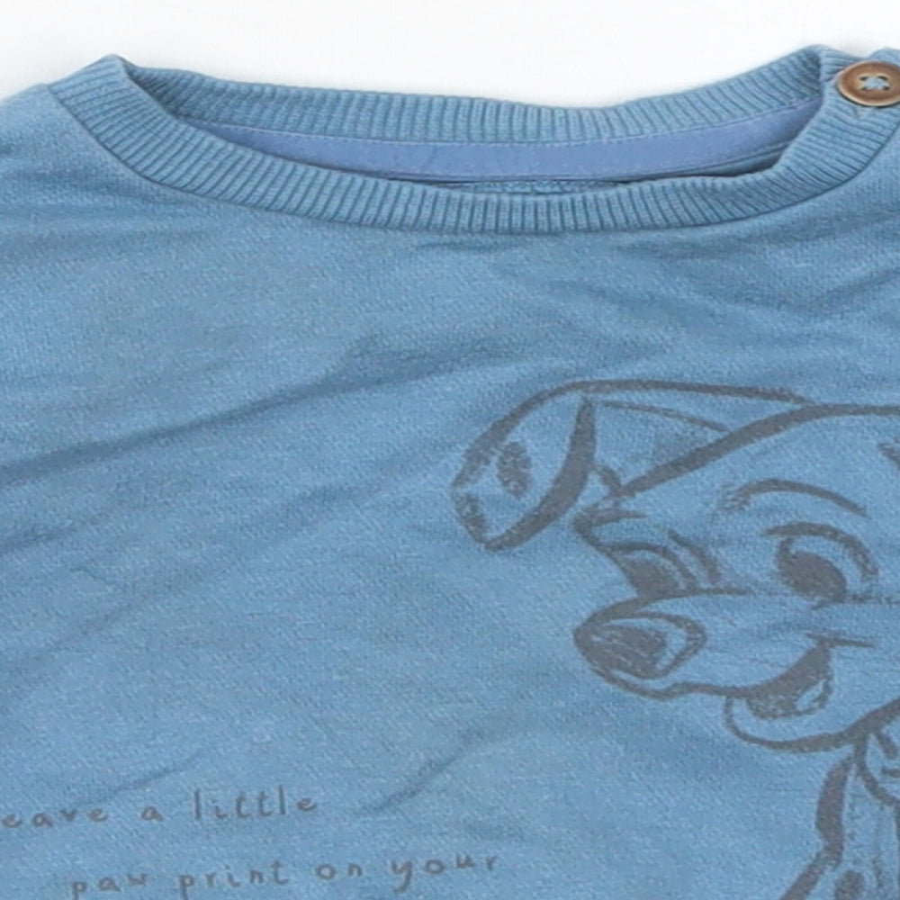 F&F Boys Blue  Cotton Basic T-Shirt Size 3-6 Months Crew Neck Pullover - Dalmation
