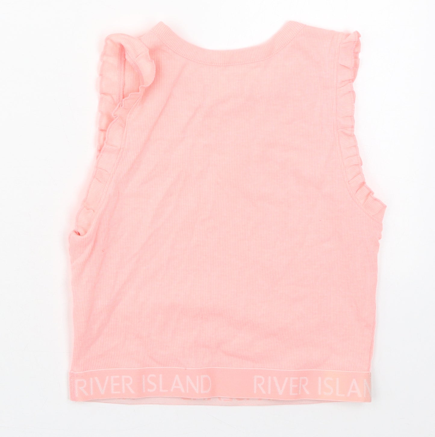 River Island Girls Pink  Cotton Cropped Tank Size 11-12 Years Crew Neck Pullover