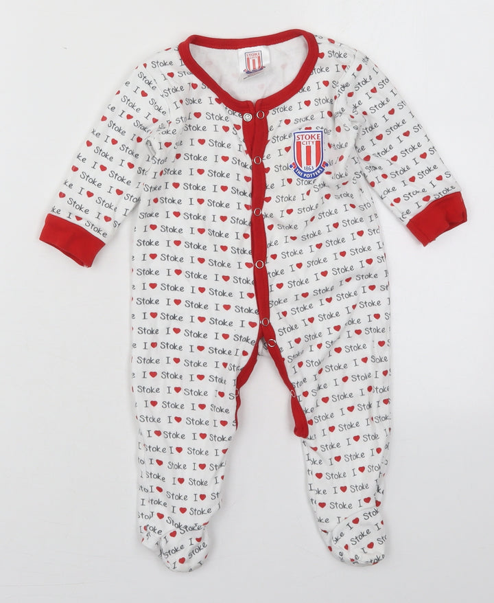 Stoke City Baby White Solid Cotton Cami One Piece Size 6-9 Months  Button - I Love Stoke