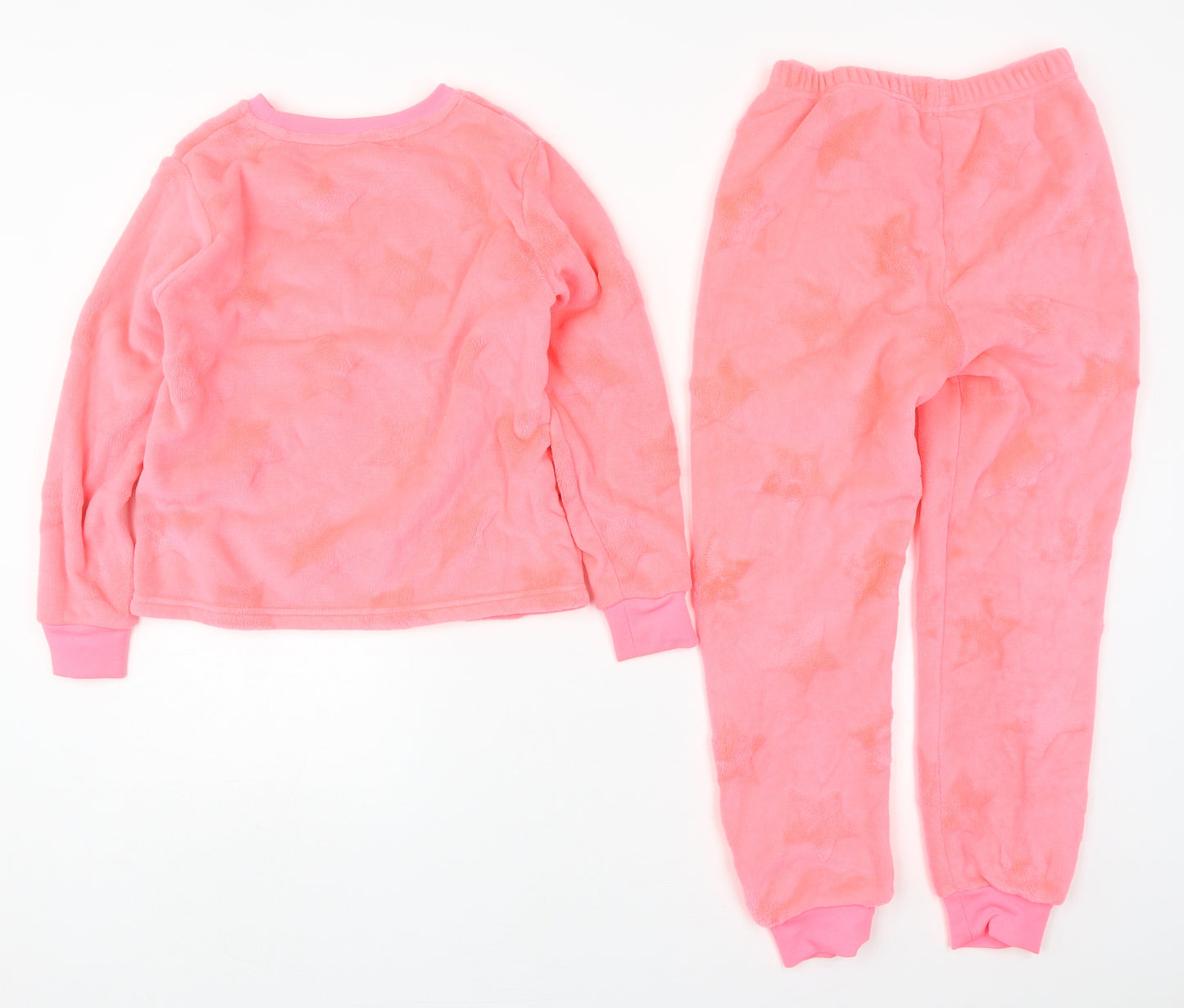 Matalan Girls Pink Solid Polyester Top Pyjama Set Size 10 Years  Pullover - Stars