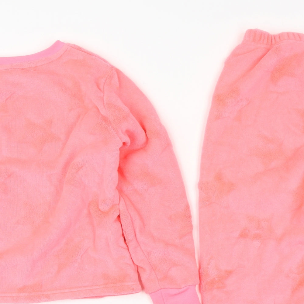Matalan Girls Pink Solid Polyester Top Pyjama Set Size 10 Years  Pullover - Stars