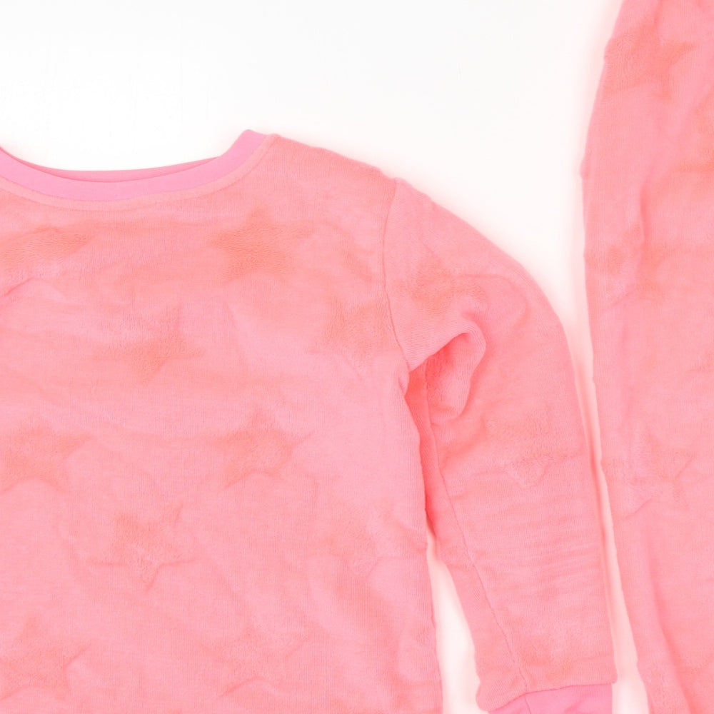 Matalan Girls Pink Solid Polyester Top Pyjama Set Size 10 Years  Pullover - Stars