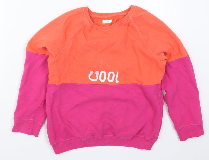 NEXT Girls Pink Colourblock Cotton Pullover Sweatshirt Size 11 Years Pullover - Cool