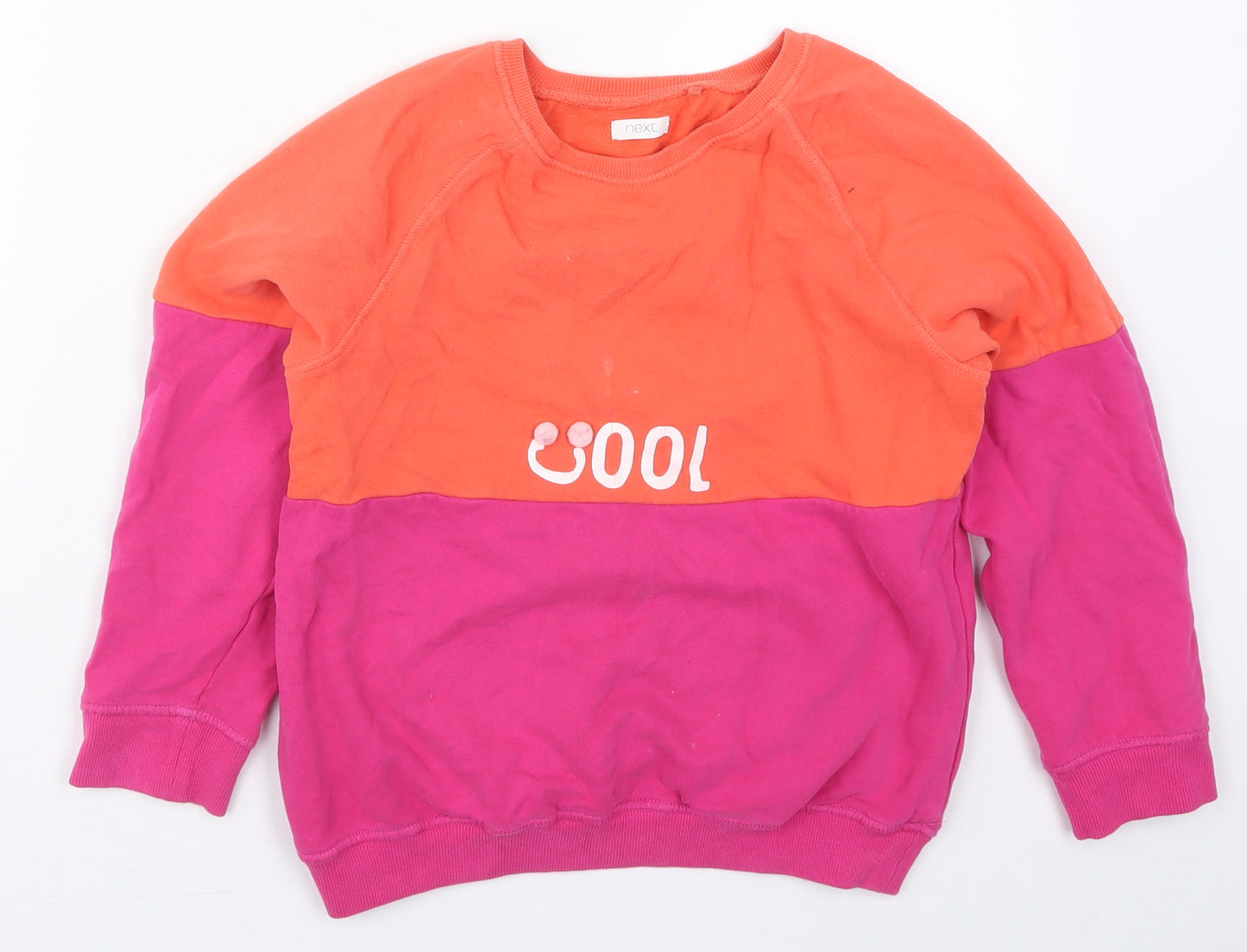 NEXT Girls Pink Colourblock Cotton Pullover Sweatshirt Size 11 Years  Pullover - Cool
