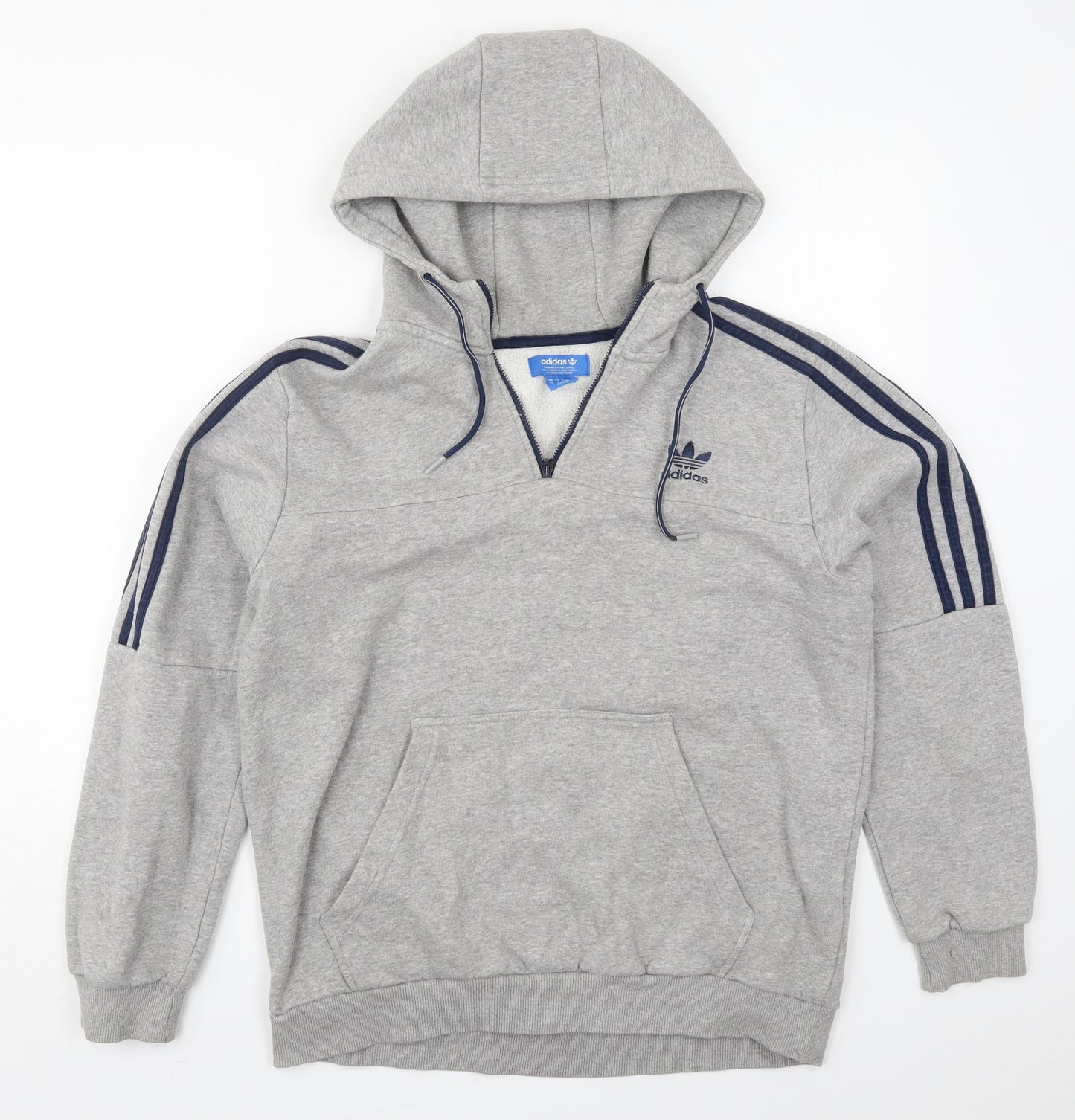 adidas Mens Grey  Cotton Pullover Hoodie Size M