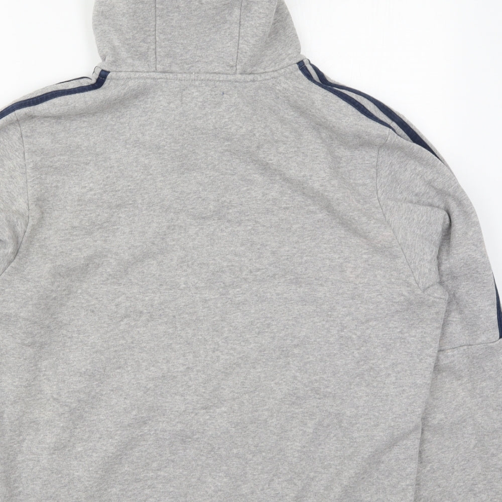 adidas Mens Grey  Cotton Pullover Hoodie Size M