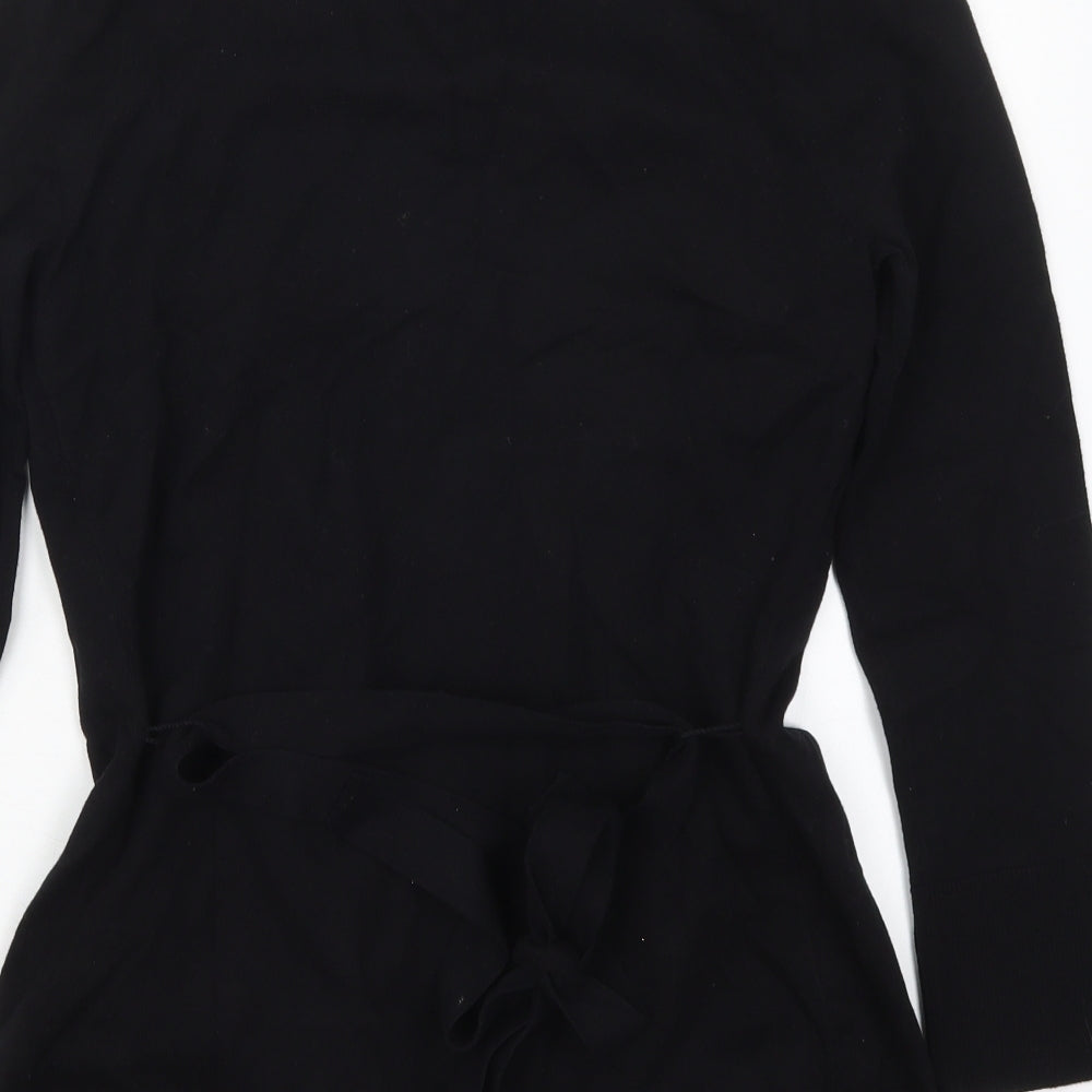 Debenhams Womens Black Roll Neck  Cotton Cardigan Jumper Size 8   - Cardigan and Top All in One