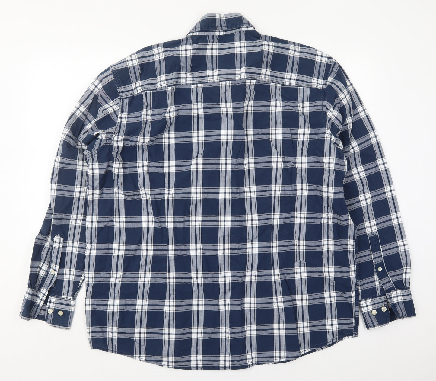 Dunnes Mens Blue Check Cotton  Button-Up Size 2XL Collared Button