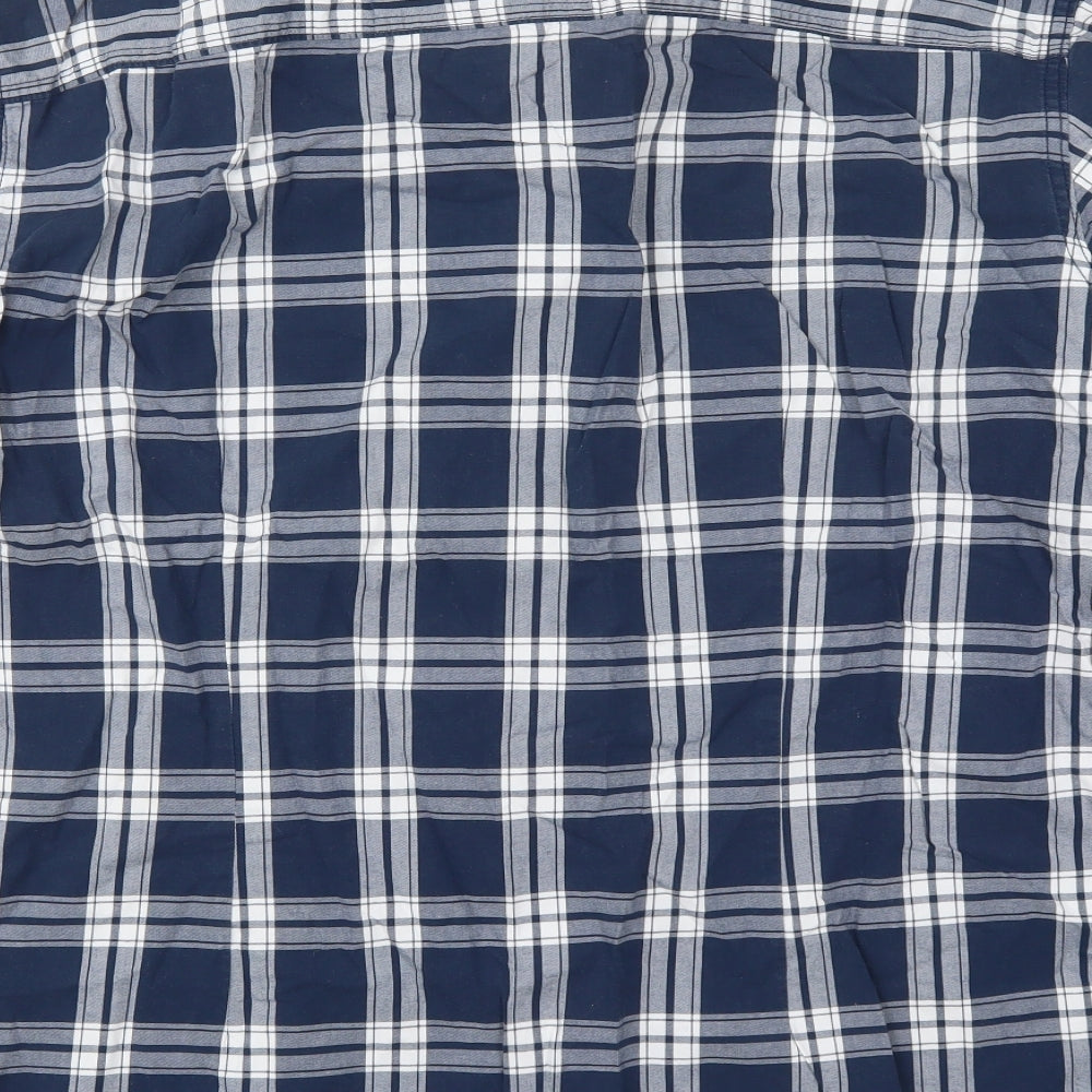 Dunnes Mens Blue Check Cotton  Button-Up Size 2XL Collared Button