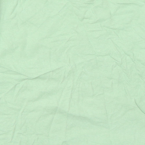 Topshop Womens Green  Cotton Cropped T-Shirt Size 12 Crew Neck - Madrid