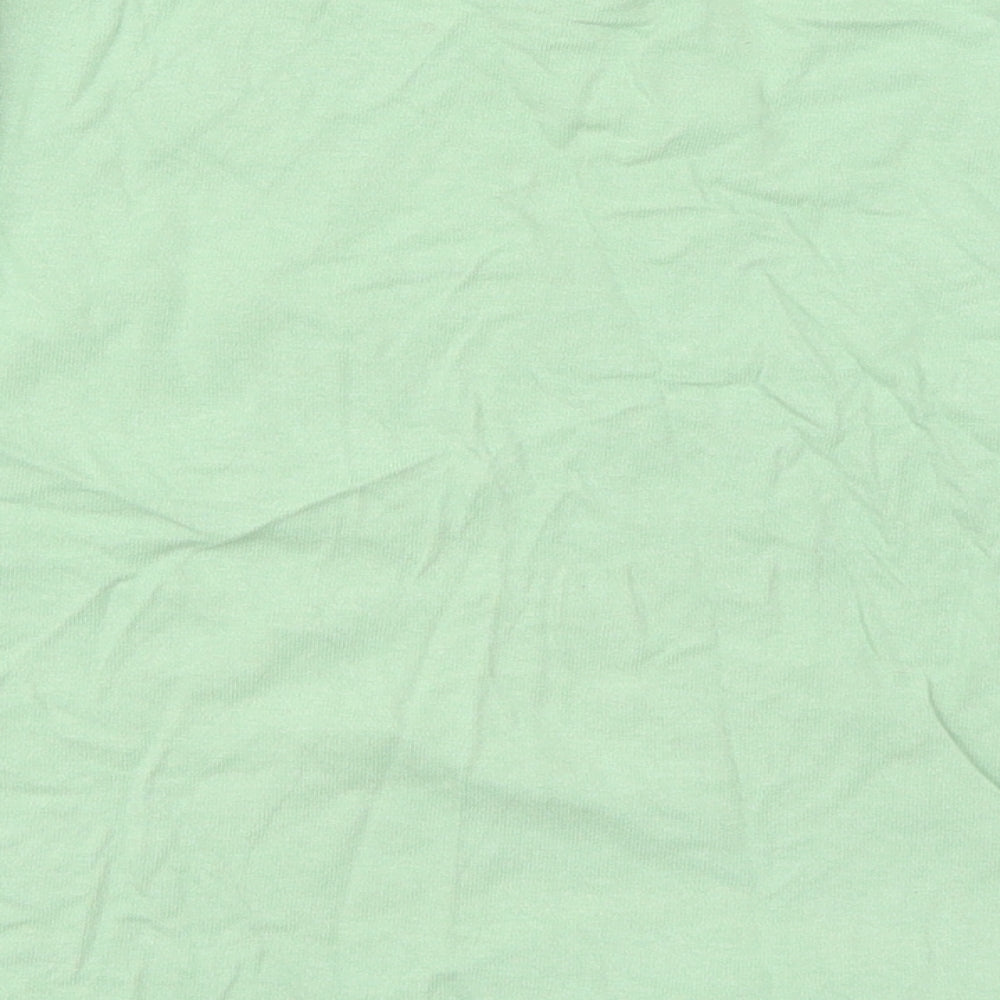 Topshop Womens Green  Cotton Cropped T-Shirt Size 12 Crew Neck - Madrid