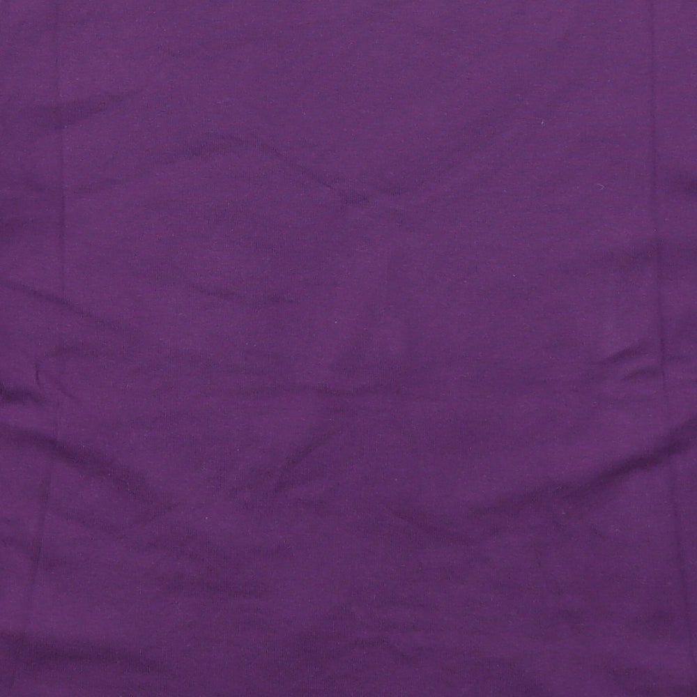 Marks and Spencer Womens Purple Floral Cotton Basic T-Shirt Size 18 V-Neck