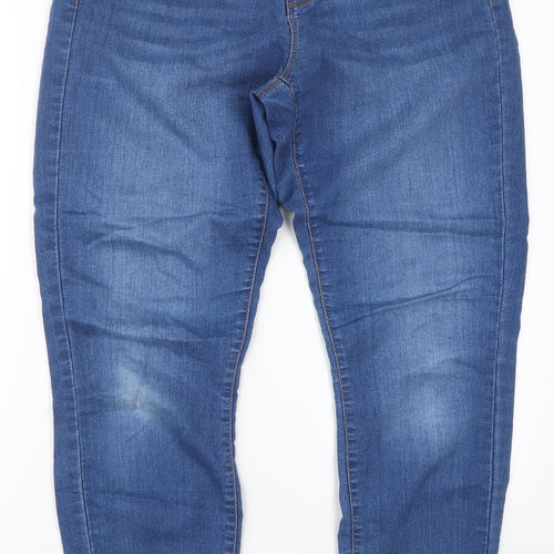 Dorothy Perkins Womens Blue  Cotton Skinny Jeans Size 12 L29 in Regular Button