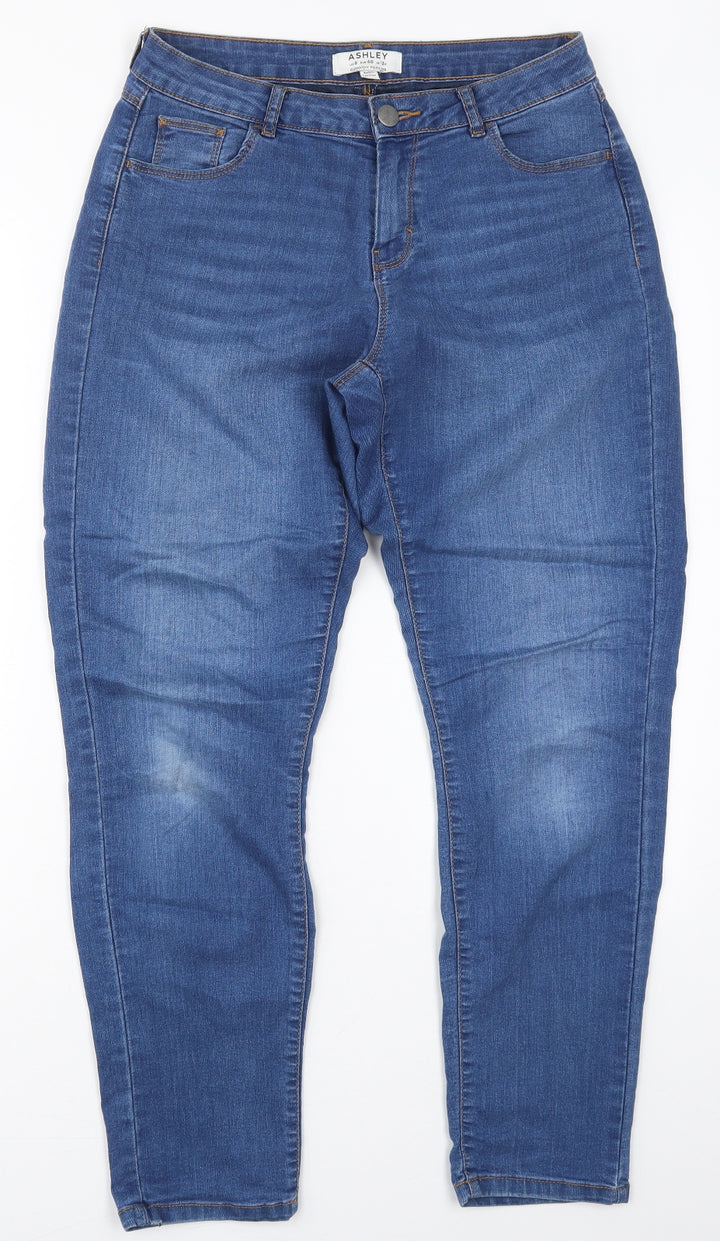 Dorothy Perkins Womens Blue Cotton Skinny Jeans Size 12 L29 in Regular Button
