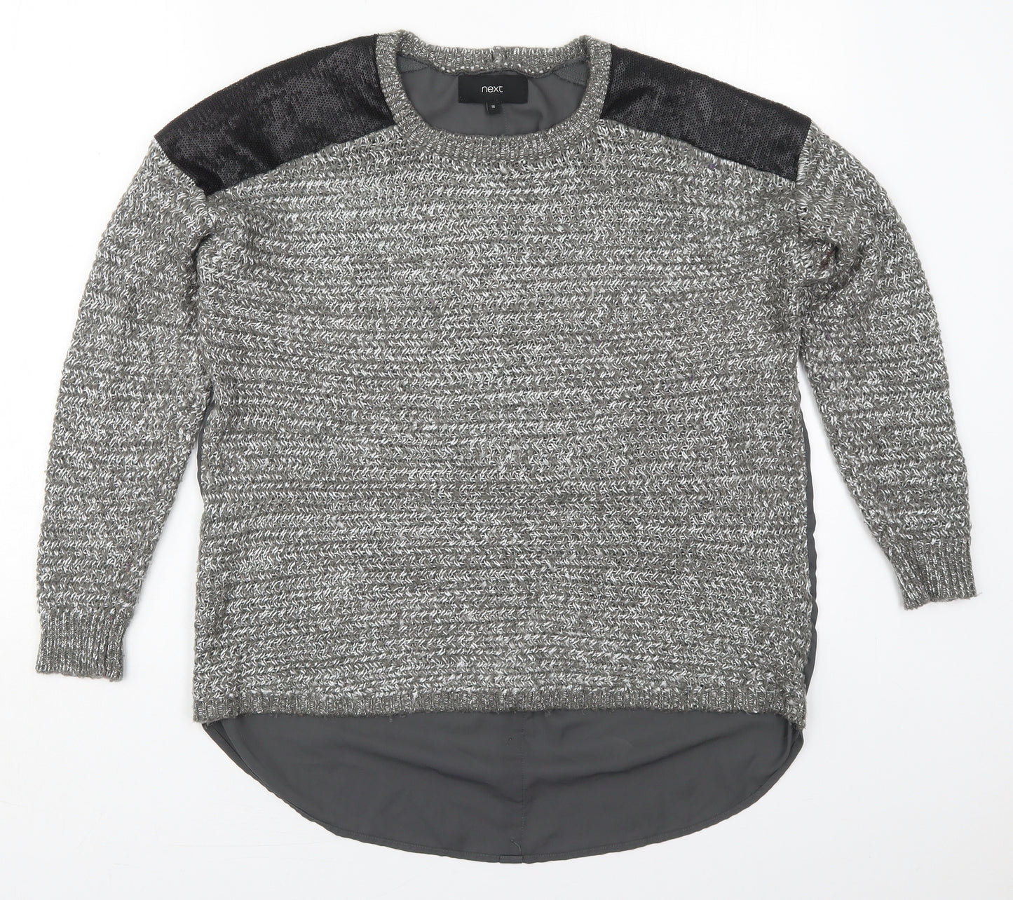 NEXT Womens Grey Crew Neck  Nylon Pullover Jumper Size 16