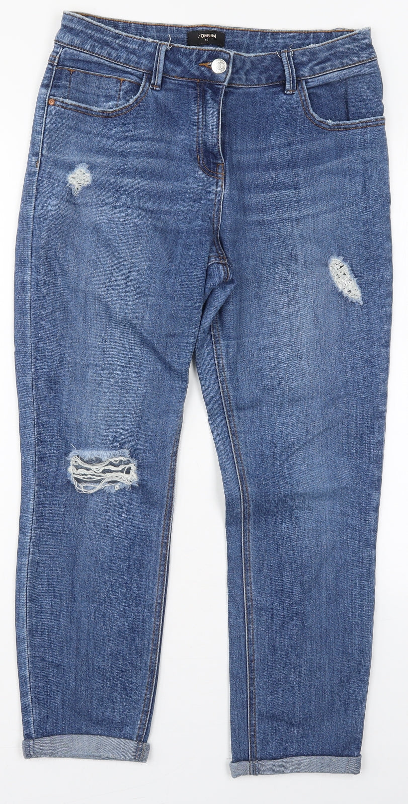 Matalan Womens Blue  Cotton Skinny Jeans Size 12 L26 in Regular Button
