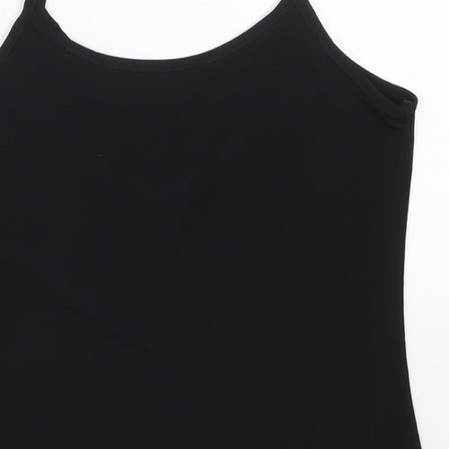 Preworn Womens Black Floral Polyester Basic Tank Size 10 V-Neck
