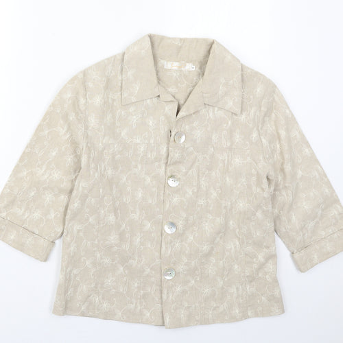 Sidewalk Womens Beige Floral  Jacket  Size S  Button