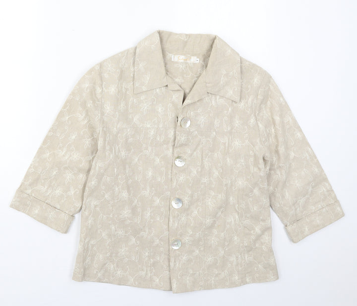 Sidewalk Womens Beige Floral  Jacket  Size S  Button