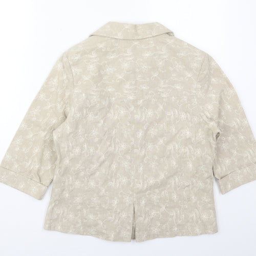 Sidewalk Womens Beige Floral  Jacket  Size S  Button