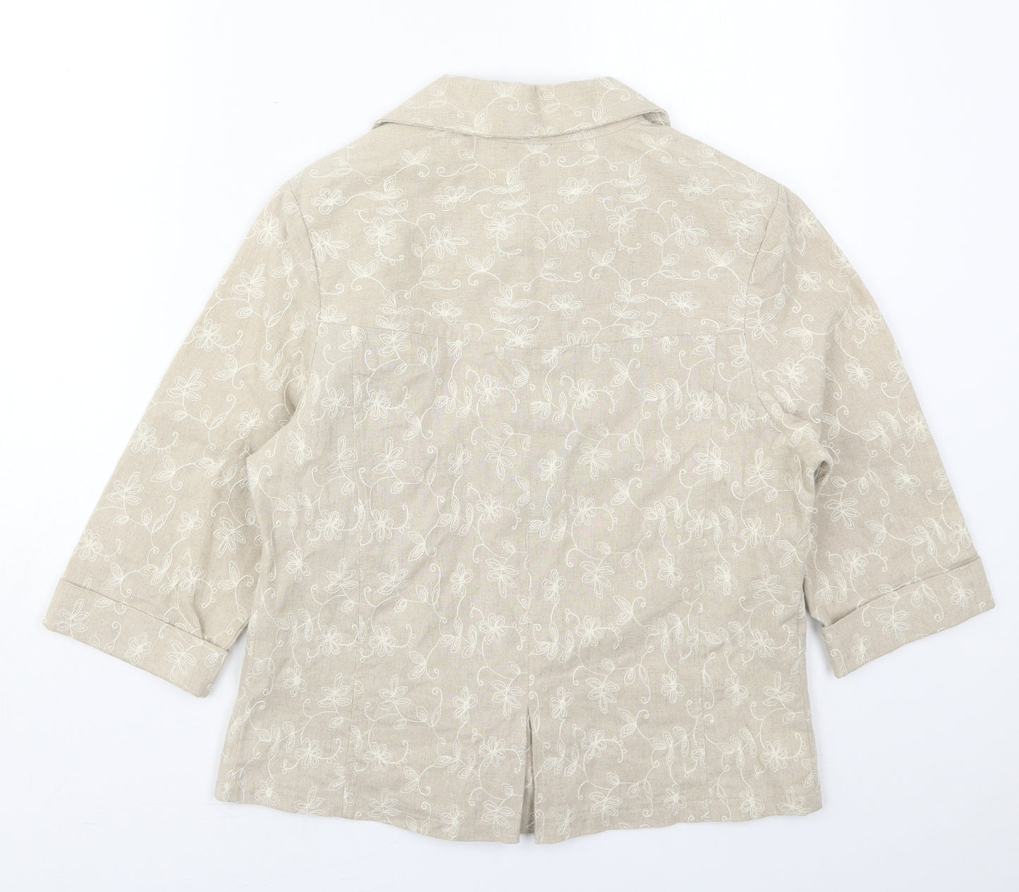 Sidewalk Womens Beige Floral  Jacket  Size S  Button