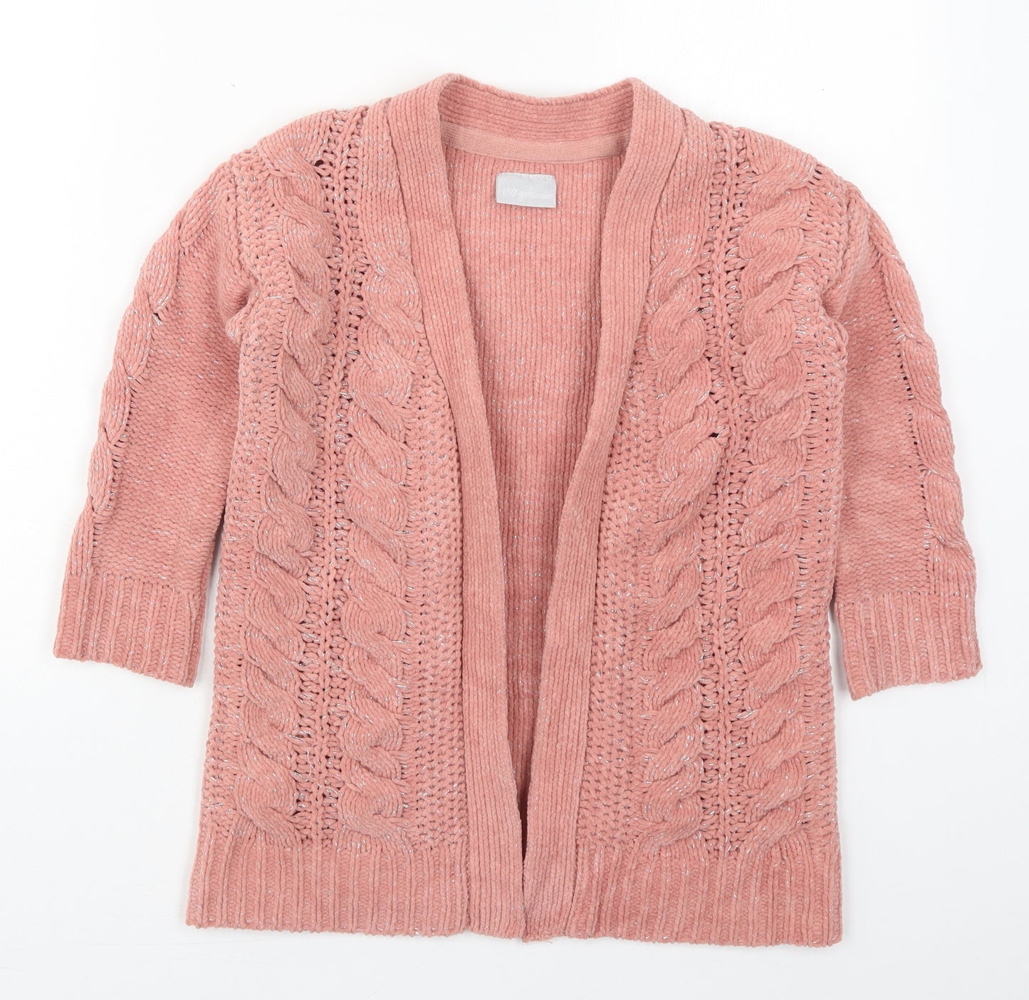 Matalan Girls Pink V-Neck  Polyester Full Zip Jumper Size 7 Years