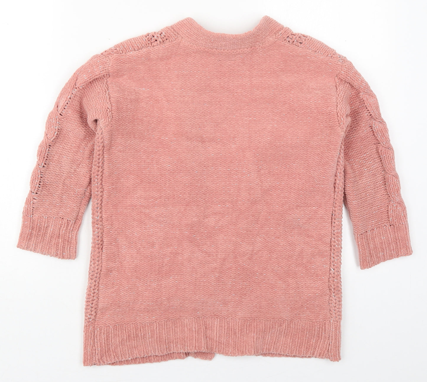 Matalan Girls Pink V-Neck  Polyester Full Zip Jumper Size 7 Years