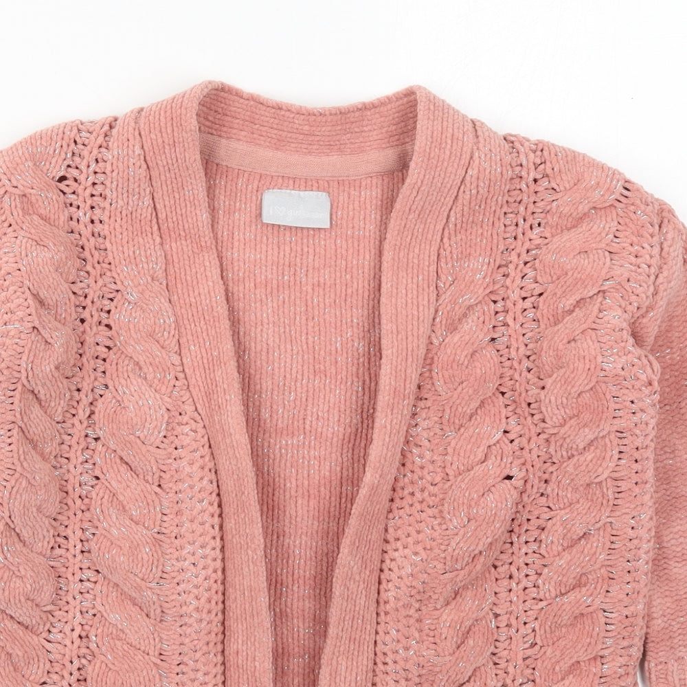 Matalan Girls Pink V-Neck  Polyester Full Zip Jumper Size 7 Years