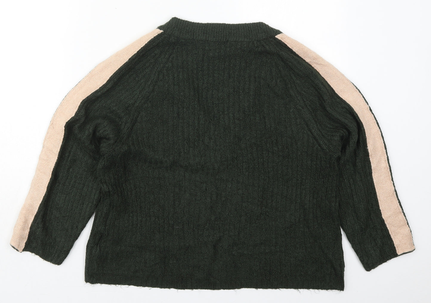 Jacqueline De Yong Womens Green V-Neck  Acrylic Pullover Jumper Size S