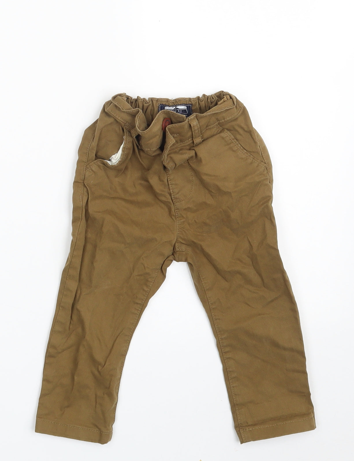 NEXT Boys Brown  Cotton Cropped Trousers Size 9-12 Months  Button