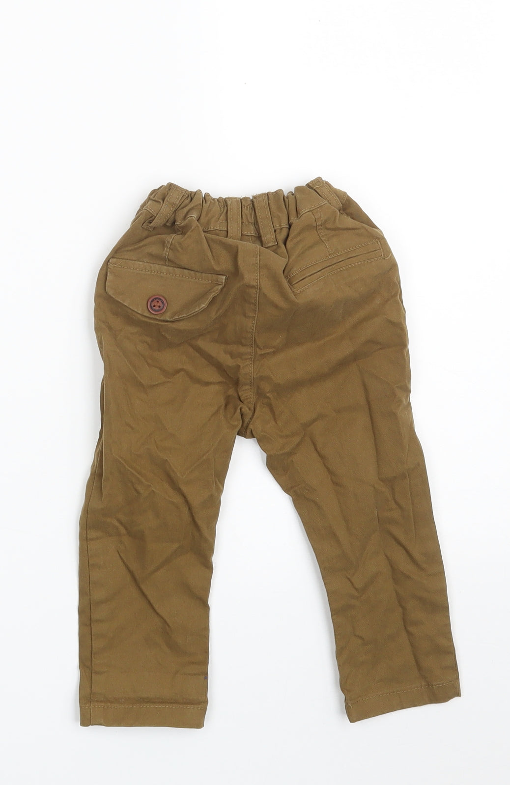 NEXT Boys Brown  Cotton Cropped Trousers Size 9-12 Months  Button