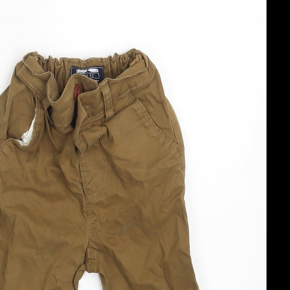 NEXT Boys Brown  Cotton Cropped Trousers Size 9-12 Months  Button