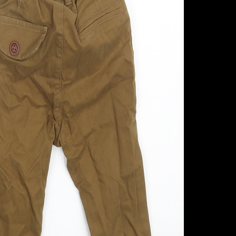 NEXT Boys Brown  Cotton Cropped Trousers Size 9-12 Months  Button