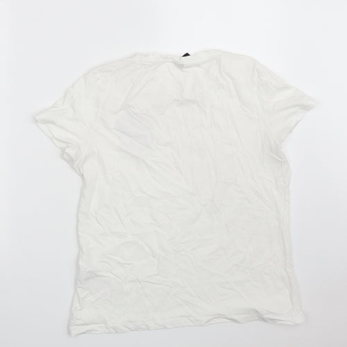 VERO MODA Womens White  100% Cotton Basic T-Shirt Size M Crew Neck - Dance in the rain