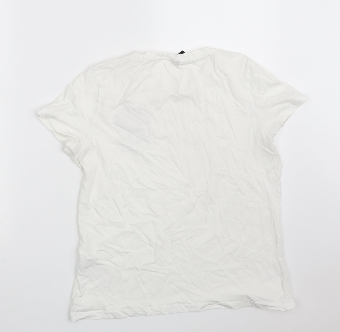 VERO MODA Womens White  100% Cotton Basic T-Shirt Size M Crew Neck - Dance in the rain