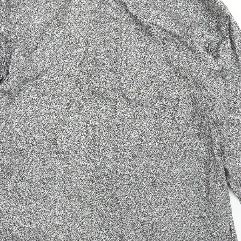 Cedar Wood State Mens Grey Spotted 100% Cotton  Dress Shirt Size 16.5 Collared Button