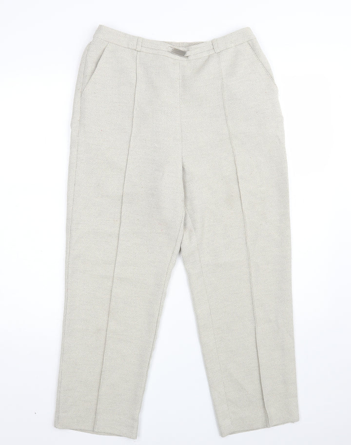 EWM Womens Beige Polyester Dress Pants Trousers Size 12 L25 in Regular