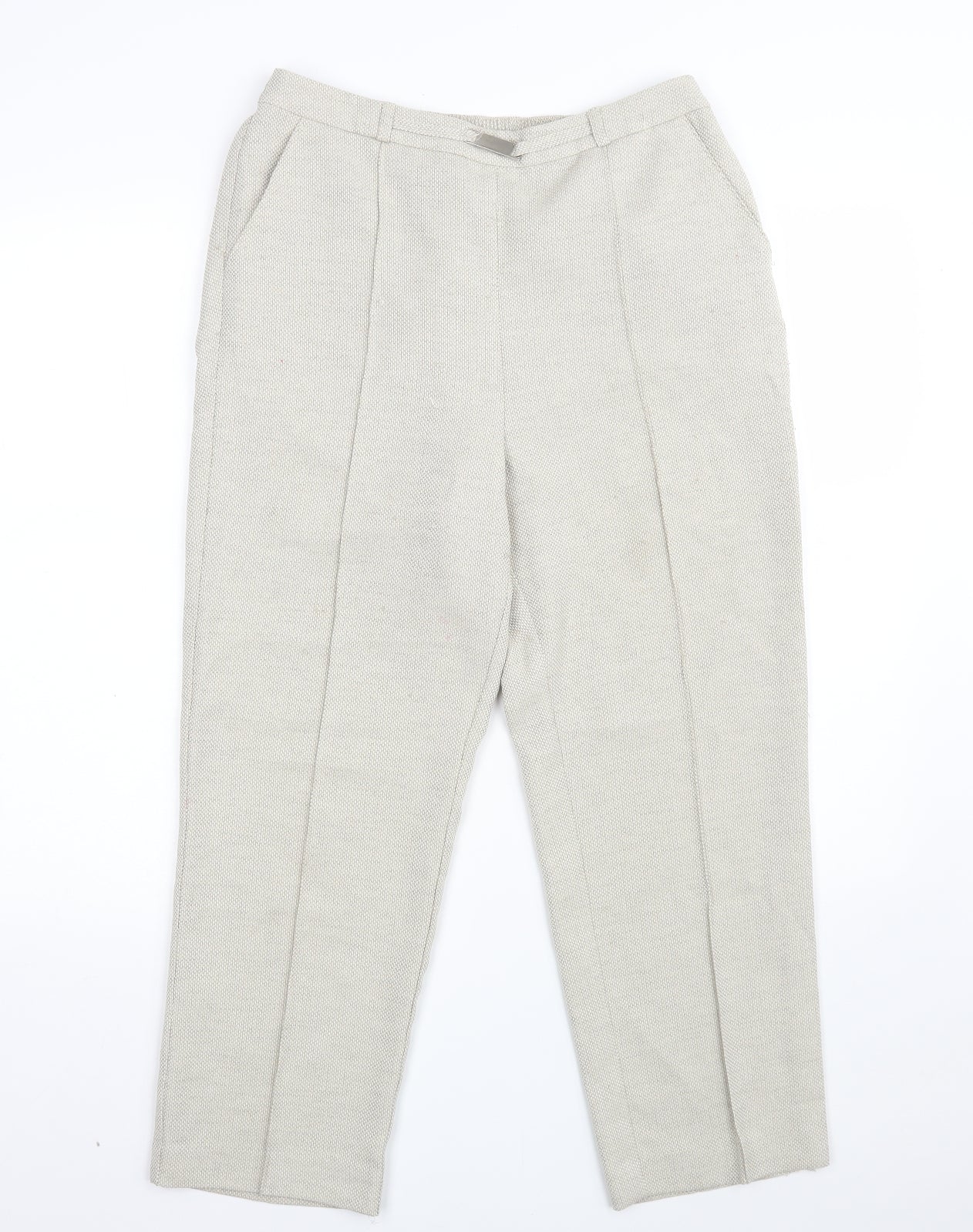 EWM Womens Beige  Polyester Dress Pants Trousers Size 12 L25 in Regular