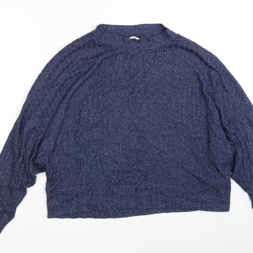 Marks and Spencer Womens Blue  Polyester Pullover Sweatshirt Size 16   - Cropped - Loungewear