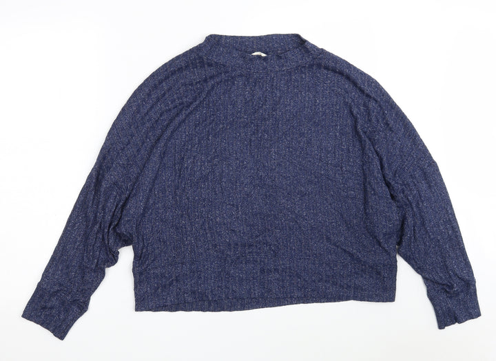 Marks and Spencer Womens Blue Polyester Pullover Sweatshirt Size 16 - Cropped - Loungewear