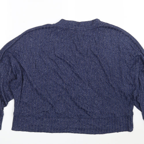 Marks and Spencer Womens Blue  Polyester Pullover Sweatshirt Size 16   - Cropped - Loungewear
