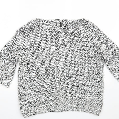 NEXT Womens Grey Round Neck Argyle/Diamond Acrylic Pullover Jumper Size 12