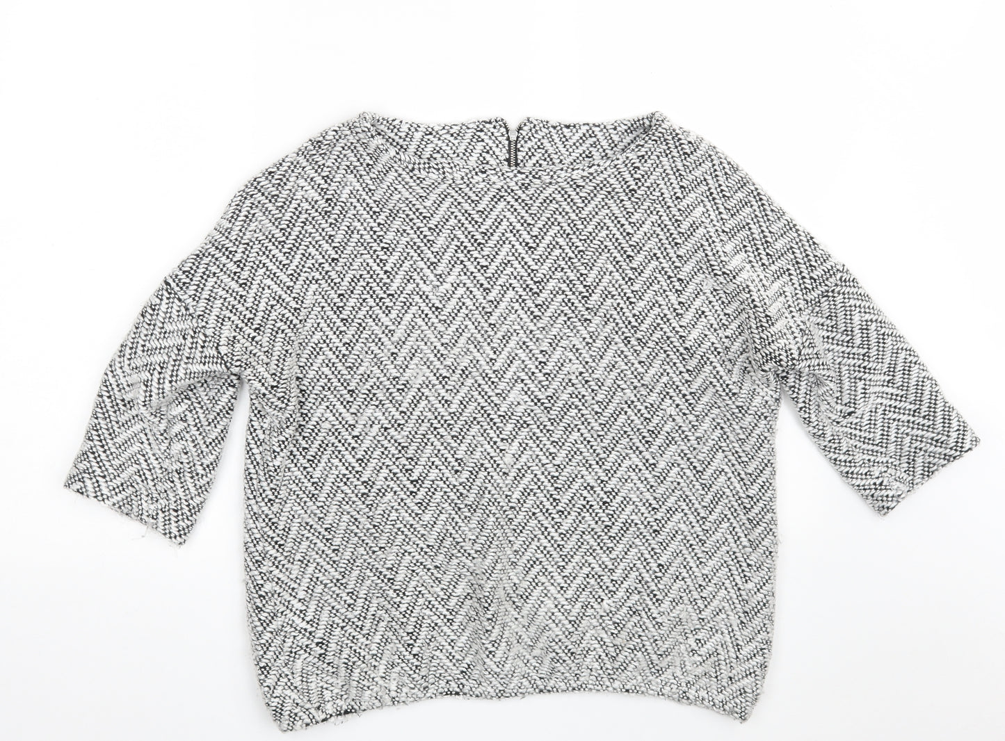 NEXT Womens Grey Round Neck Argyle/Diamond Acrylic Pullover Jumper Size 12