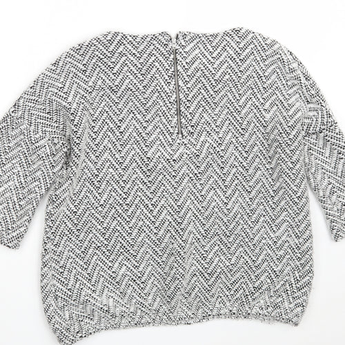 NEXT Womens Grey Round Neck Argyle/Diamond Acrylic Pullover Jumper Size 12
