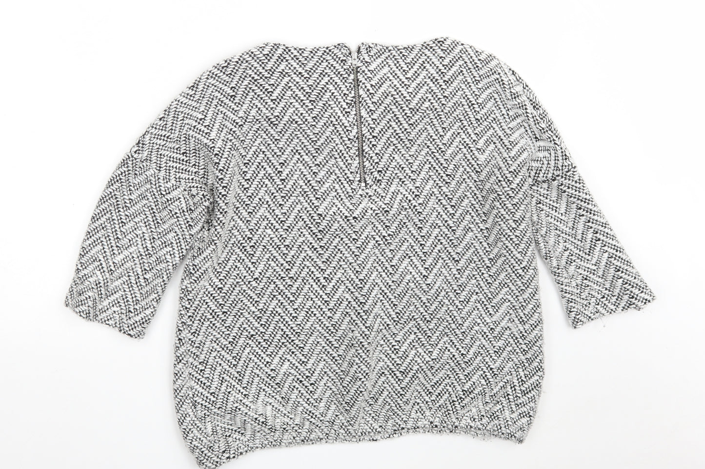 NEXT Womens Grey Round Neck Argyle/Diamond Acrylic Pullover Jumper Size 12