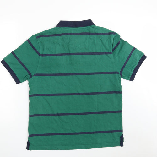 Paul Costelloe Mens Green Striped Cotton  Polo Size XL Collared Button