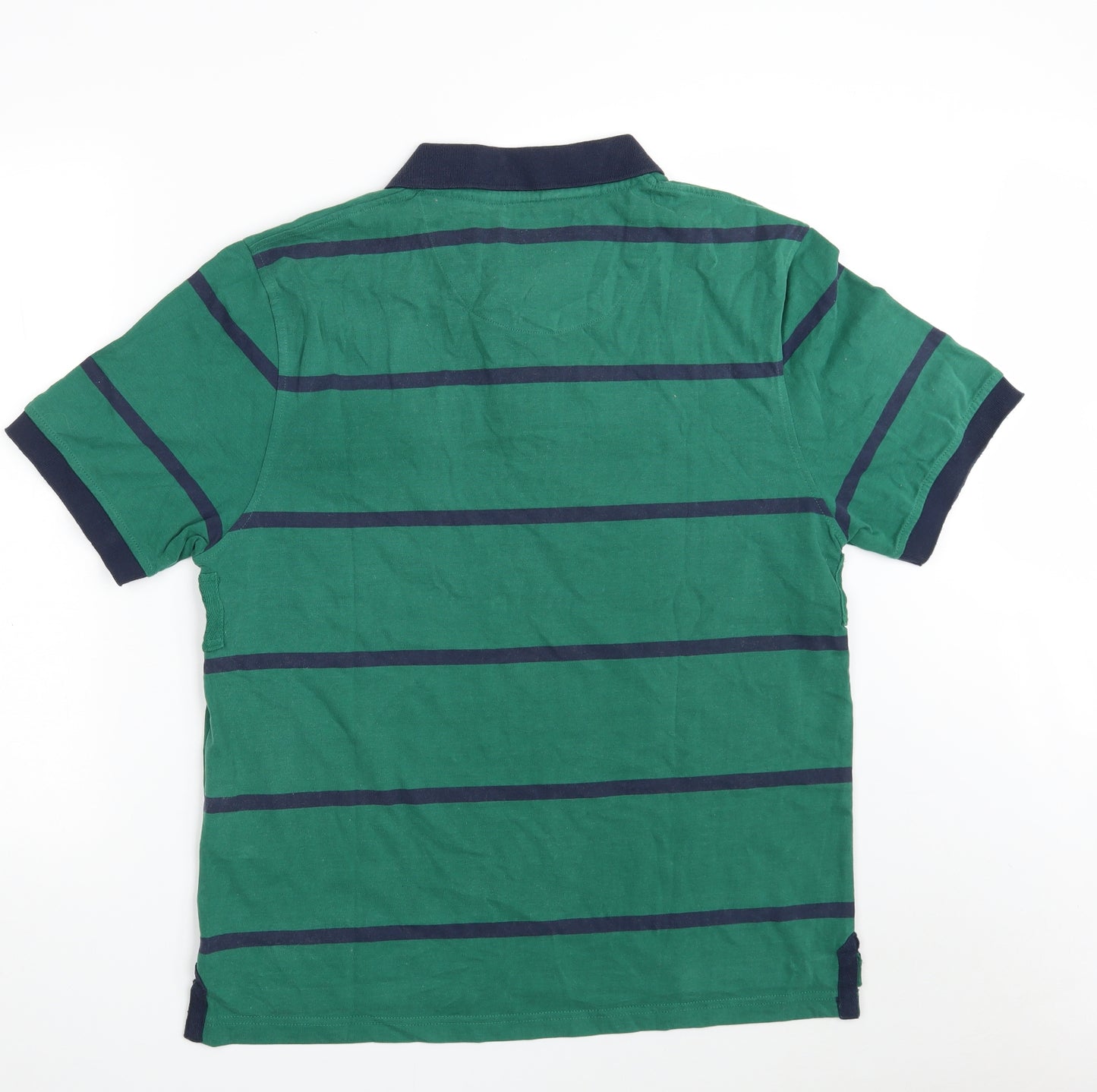 Paul Costelloe Mens Green Striped Cotton  Polo Size XL Collared Button