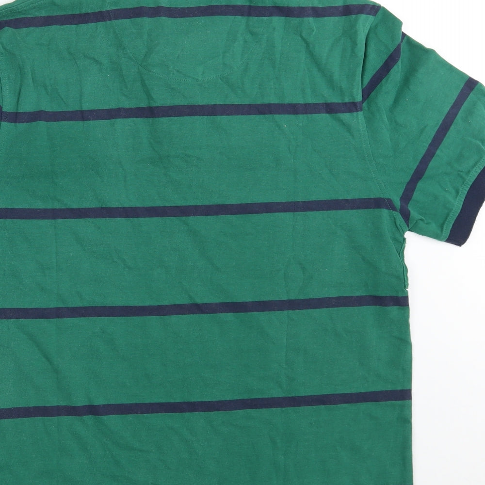 Paul Costelloe Mens Green Striped Cotton  Polo Size XL Collared Button